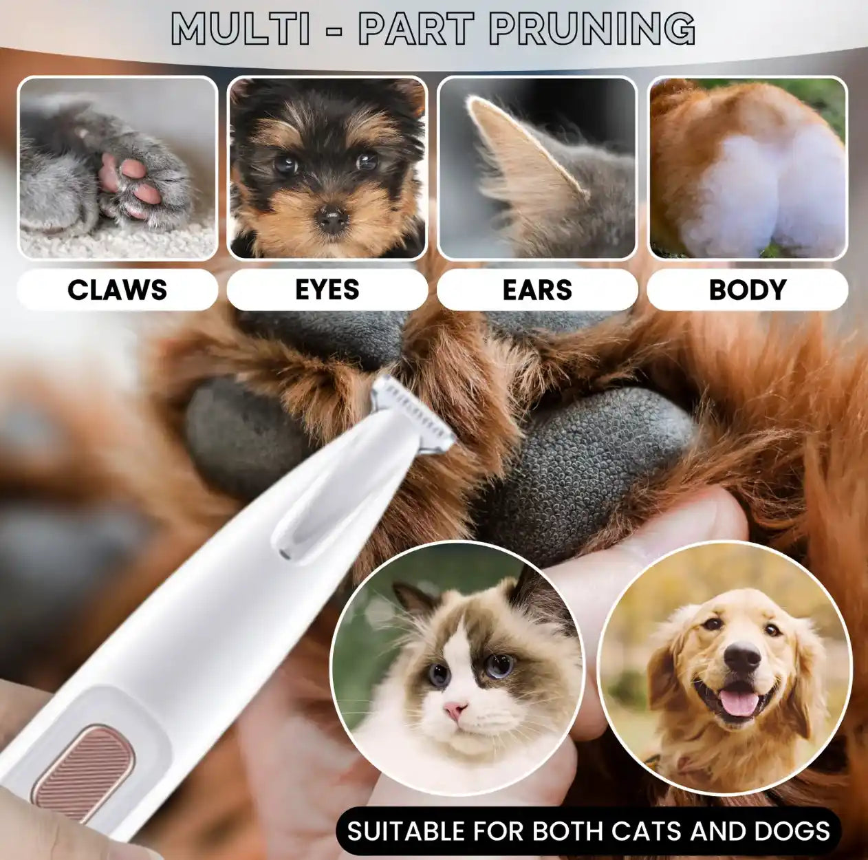 TAILOFJOY™ Pet Hair/Fur trimmer for Dogs and Cats (For Sensitive Pets)